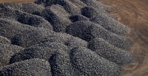 Large piles of processed Manganese rich ore rock Manganese Mining and processing in South Africa